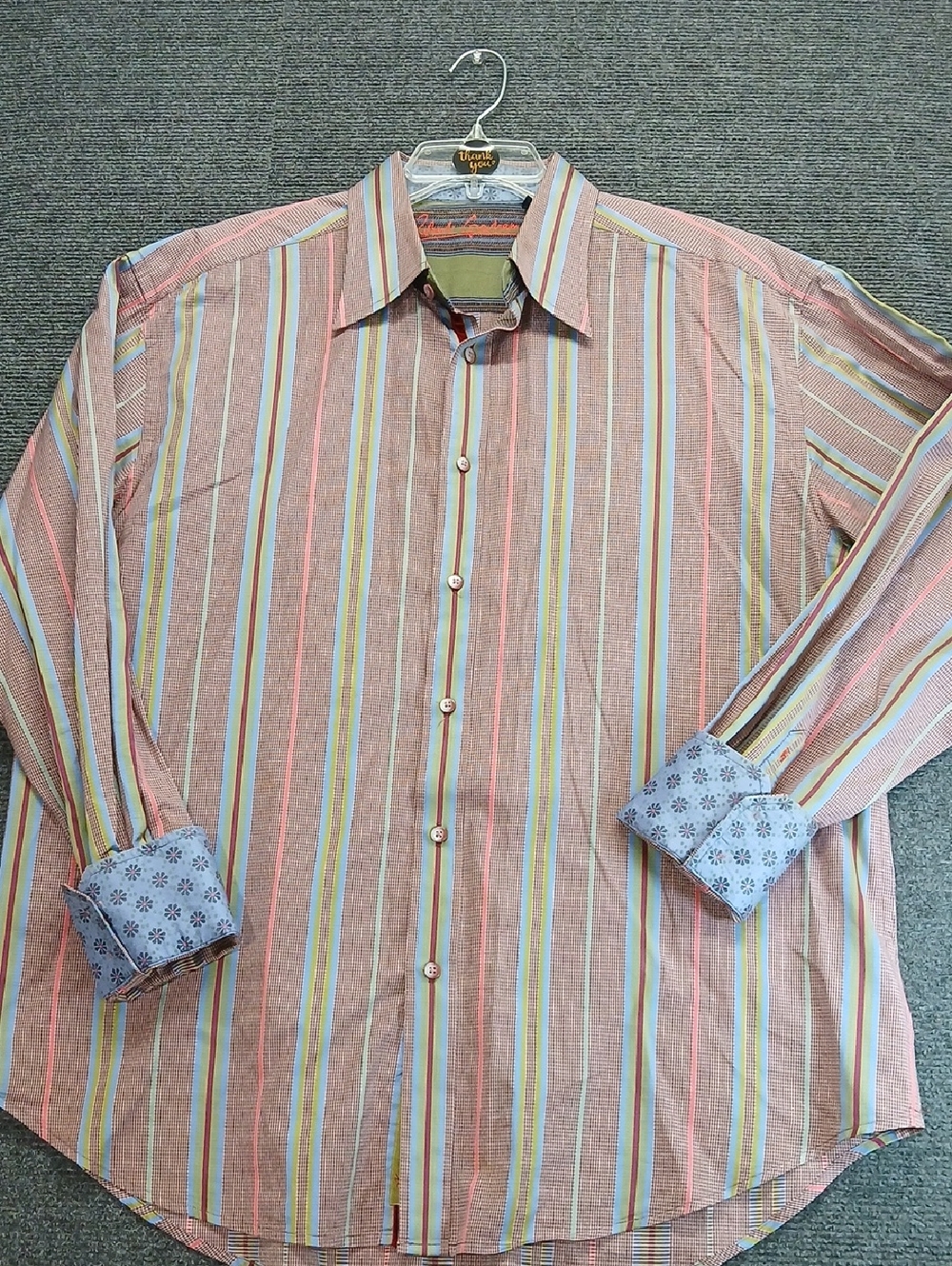 Robert Graham Men's Sz 2X Striped Checked Button-Up Long Sleeve Shirt